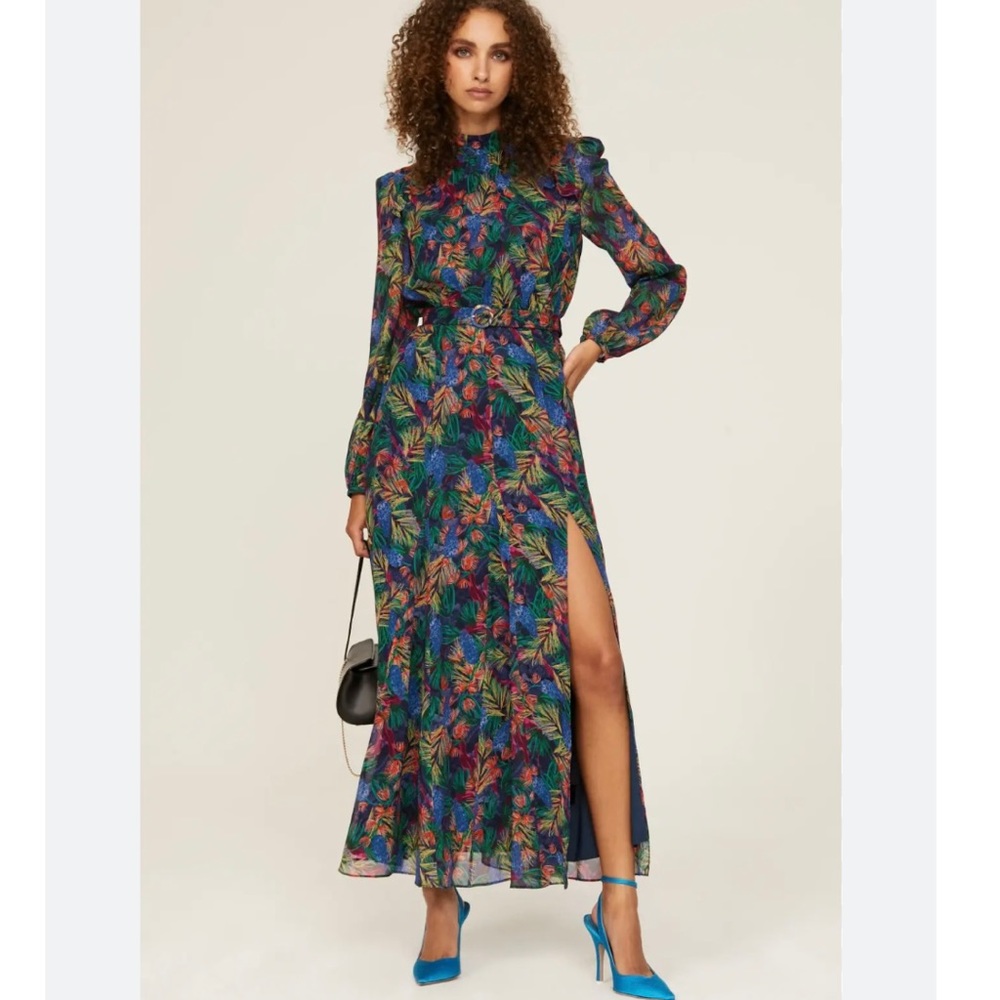 saloni jacqui b dress 100% silk blue green pink size 2